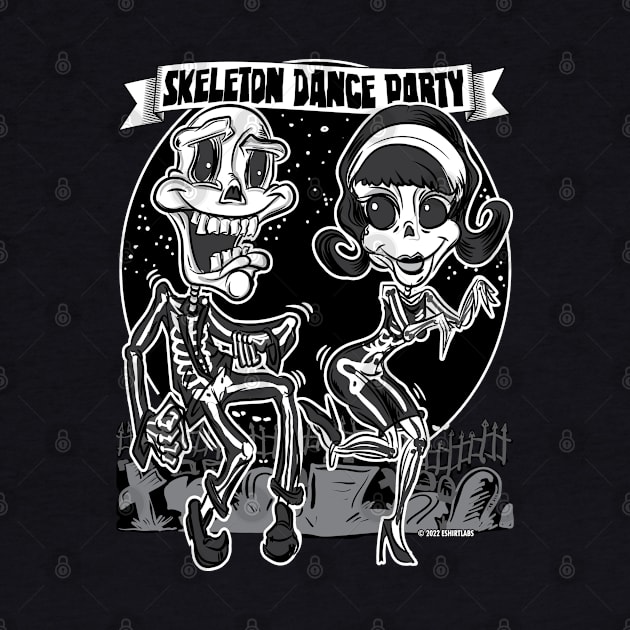 Skeleton Dance Party at the Cemetery by eShirtLabs